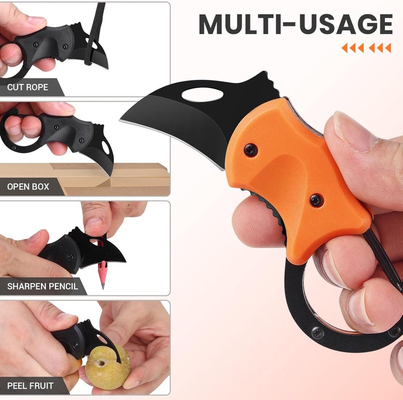 FUNBRO 2 Pack Small Pocket Knife Gifts for Men & Women, Folding Box Cutter, Birthday & Christmas Stocking Stuffers Gifts Idea for Wife Husband Dad Mom (Black & Orange) - Image 3